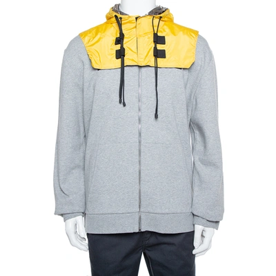 Pre-owned Valentino Grey & Yellow Knit Detachable Hood Detail Sweatshirt Xxl