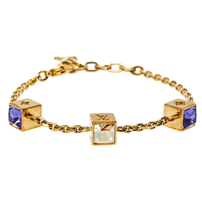 Pre-owned Louis Vuitton Gamble Crystal Gold Tone Bracelet