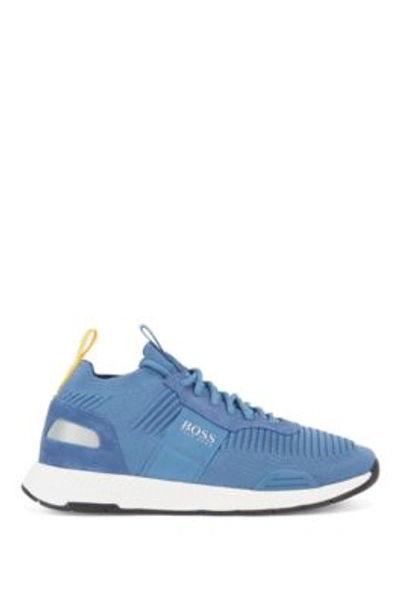 Shop Hugo Boss - Sock Trainers With Knitted Repreve Uppers - Blue