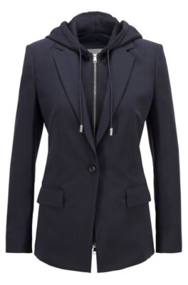 Hugo Boss - Regular Fit Jacket With Removable Zip Through Hooded Insert -  Light Blue | ModeSens