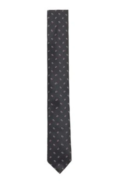 Shop Hugo Boss - Silk Jacquard Tie With All Over Micro Pattern - Black
