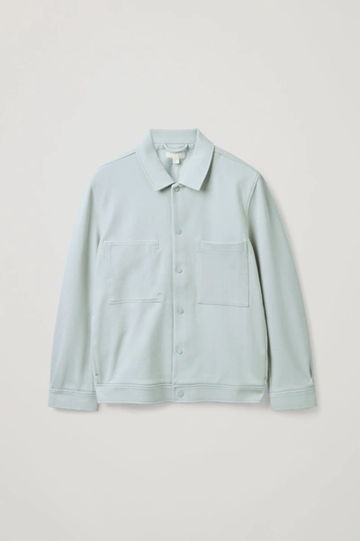 Shop Cos Jersey Twill Shirt Jacket In Turquoise