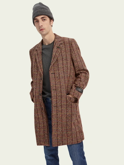 Shop Scotch & Soda Classic Wool-blend Single Breasted Overcoat In Brown