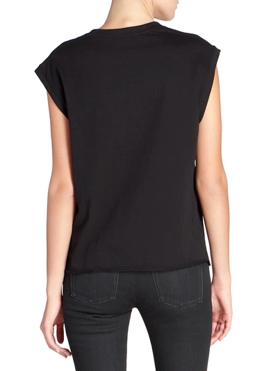 Shop Saint Laurent Women's Cap-sleeve Graphic T-shirt In Noir Multicolor