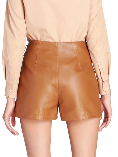 Shop Saint Laurent Leather Mini Shorts In Marron Glace