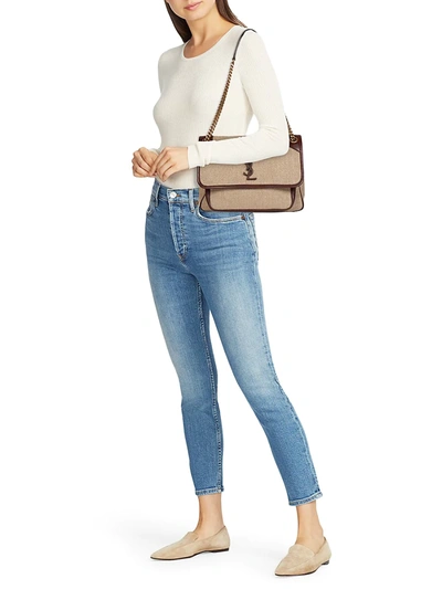 Shop Saint Laurent Women's Medium Niki Linen Shoulder Bag In Nat Multi