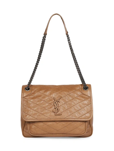 Shop Saint Laurent Women's Niki Leather Shoulder Bag In Tanned