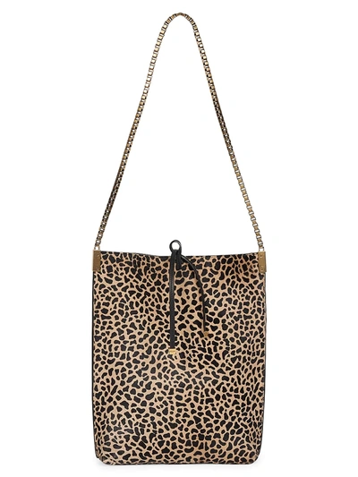 Shop Saint Laurent Suzanne Giraffe-print Pony Hair Hobo Bag In Natural