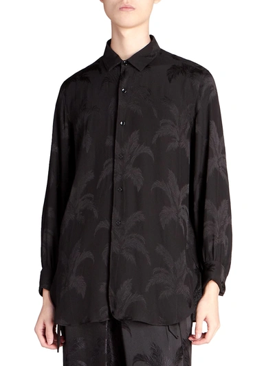 Shop Saint Laurent Jacquard Silk Shirt In Noir