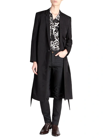 Shop Saint Laurent Jacquard Wool Trench Coat In Noir