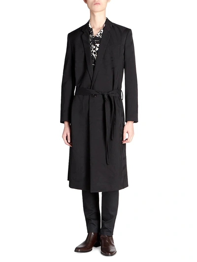 Shop Saint Laurent Jacquard Wool Trench Coat In Noir