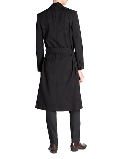 Shop Saint Laurent Jacquard Wool Trench Coat In Noir