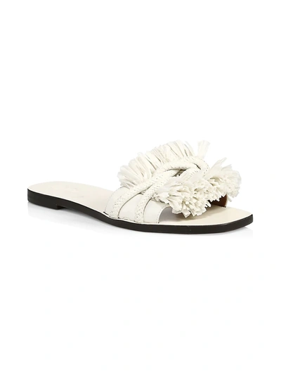 Shop Tory Burch Women's Rope Fringe Leather Slides In New Ivory