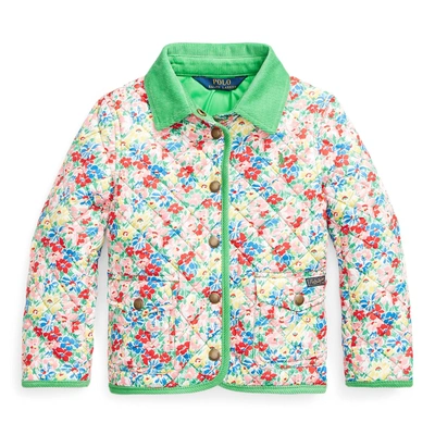 Shop Polo Ralph Lauren Floral Quilted Barn Jacket In Pink Multi