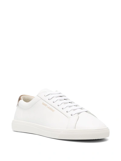 Shop Saint Laurent Andy Leather Sneakers In White