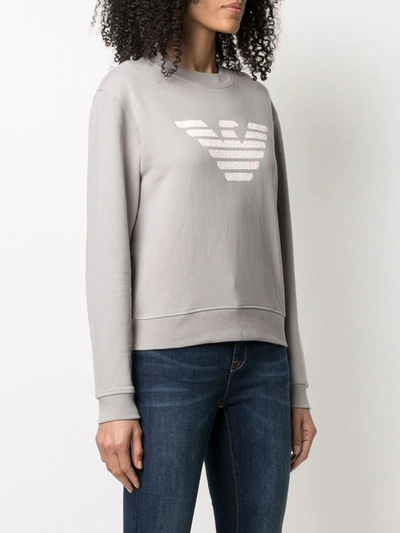 Shop Emporio Armani Logo Cotton Sweatshirt In Grey
