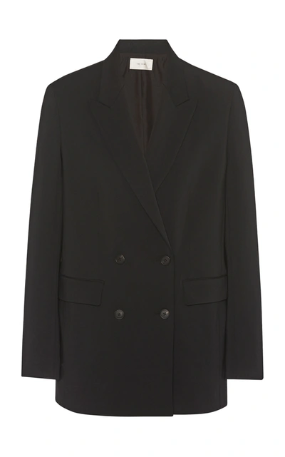 Shop The Row Tristana Double-breasted Stretch Crepe Blazer In Black