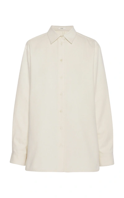Shop The Row Sisilia Silk-cashmere Flannel Shirt In White