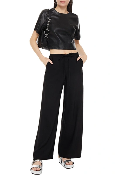 Shop Mcq By Alexander Mcqueen Linen-blend Wide-leg Pants In Black