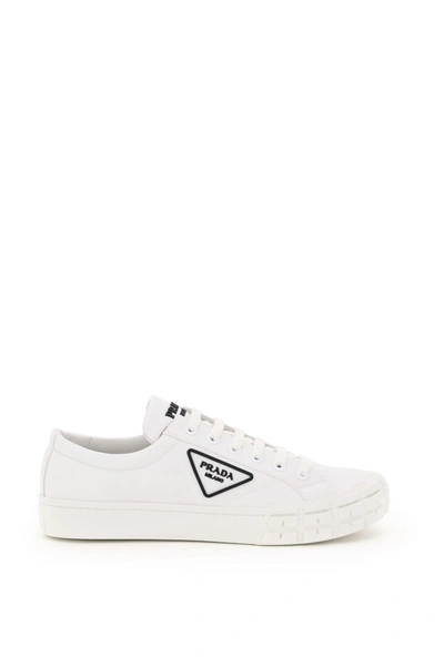 Shop Prada Wheel Re-nylon Sneakers In Bianco (white)