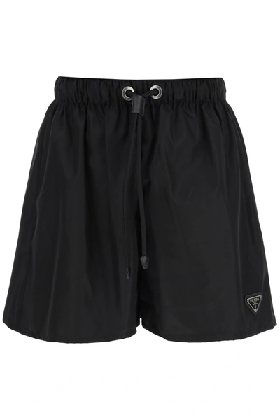Shop Prada Shorts In Re-nylon Gabardine In Nero (black)
