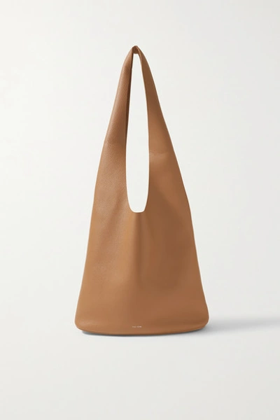 Shop The Row Bindle Three Textured-leather Shoulder Bag In Sand