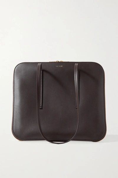 Shop The Row Siamese Leather Shoulder Bag In Dark Brown