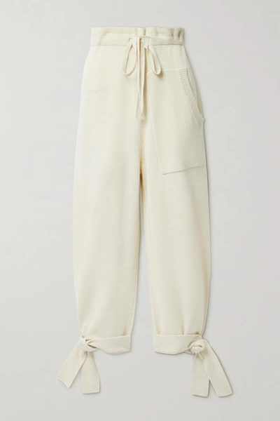 Shop Tibi Cashmere Track Pants In Ivory