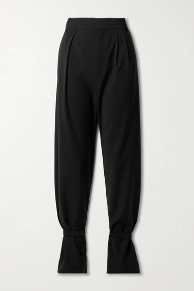 Shop Tibi Stella Convertible Crepe Wide-leg Pants In Black