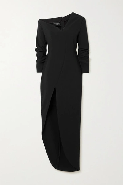 Shop A.w.a.k.e. Off-the-shoulder Asymmetric Crepe Dress In Black