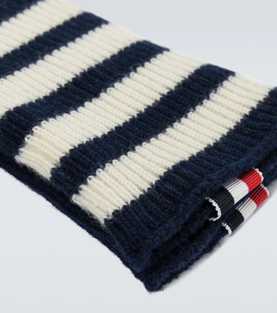 Shop Thom Browne Cashmere Gloves In Blue