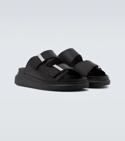 Shop Alexander Mcqueen Leather Sandals In Black