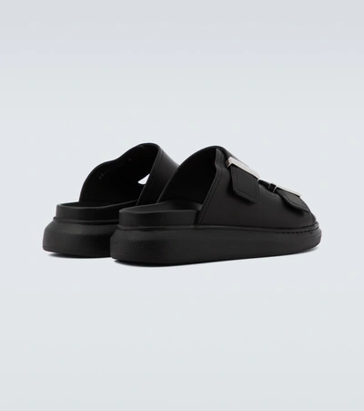 Shop Alexander Mcqueen Leather Sandals In Black