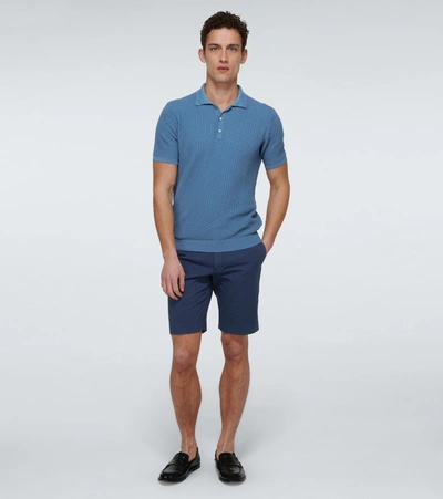 Shop Incotex Stretch-cotton Shorts In Blue