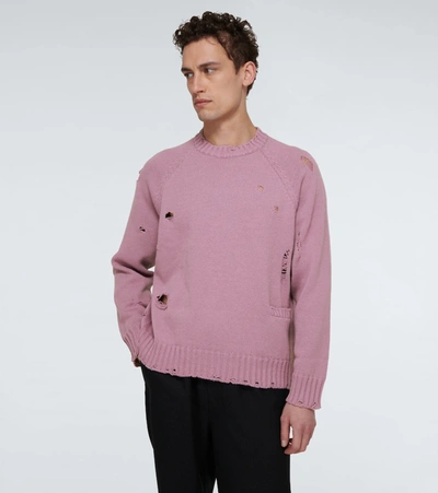 Shop Undercover Knitted Distressed Sweater In Purple