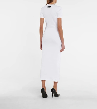 Shop Marine Serre Stretch-cotton Midi Dress In White