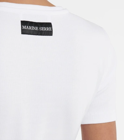Shop Marine Serre Stretch-cotton Midi Dress In White