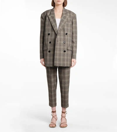 Shop Isabel Marant Oladim Checked Blazer In Grey