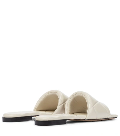 Shop Bottega Veneta Rubber Lido Leather Slides In White