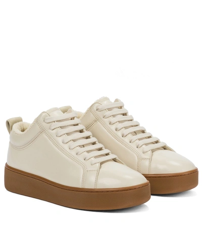 Shop Bottega Veneta Quilt Leather Platform Sneakers In White