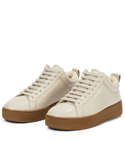 Shop Bottega Veneta Quilt Leather Platform Sneakers In White