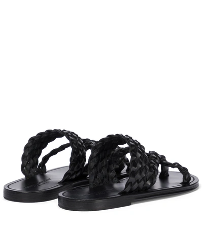 Shop Saint Laurent Braided Leather Sandals In Black
