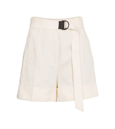 Shop Brunello Cucinelli High-rise Cotton And Linen Shorts In White