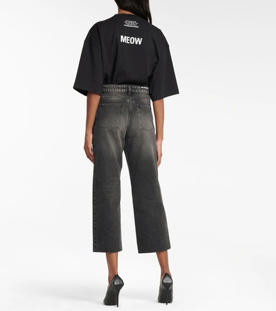 Shop Balenciaga High-rise Wide-leg Organic Cotton Jeans In Black