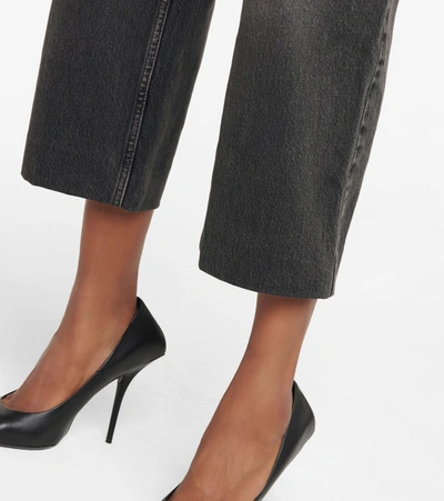 Shop Balenciaga High-rise Wide-leg Organic Cotton Jeans In Black