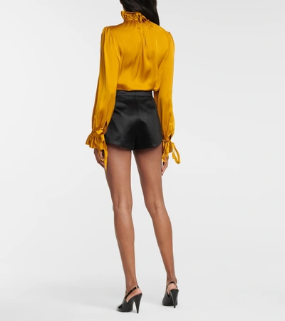 Shop Saint Laurent Cotton-blend Satin Shorts In Black