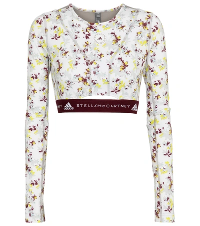 Shop Adidas By Stella Mccartney Future Playground Floral Crop Top In White