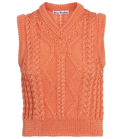 Shop Acne Studios Cable-knit Sweater Vest In Orange