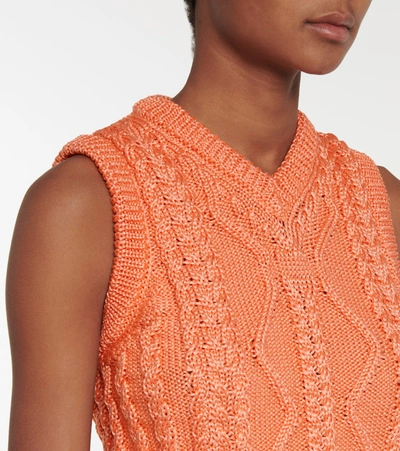 Shop Acne Studios Cable-knit Sweater Vest In Orange