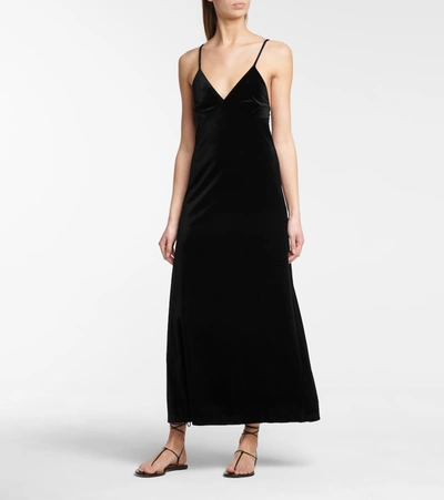 Shop Norma Kamali Velvet Maxi Dress In Black